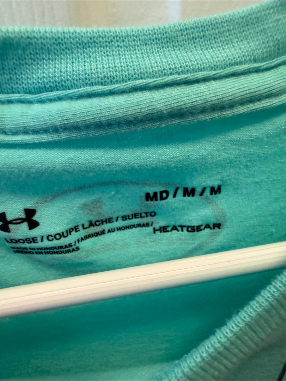 Under Armour Men’s Short Sleeve Tee in Aqua Mint with Navy Logo - Picture 2 of 3